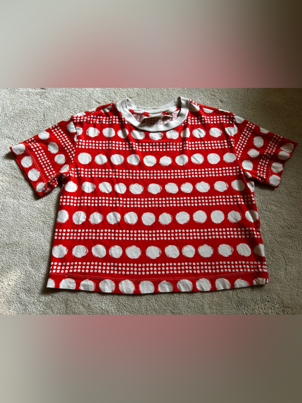 Anthropologie Red and White Polka Dot Tee XS